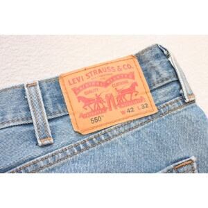 Levi's 550 Relaxed Fit Straight Blue Denim Jeans Rugged Mens Sz 42 x 32